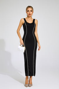Carrolyn Black Pearls Maxi Dress