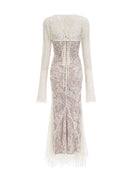 Dianthe white floral lace mesh maxi dress