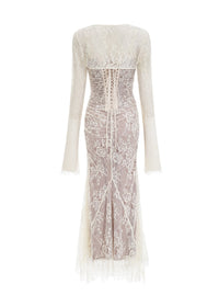 Dianthe white floral lace mesh maxi dress