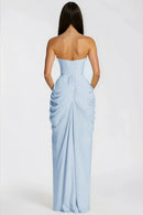 Riveno Strapless Draped High-Slit Maxi Dress