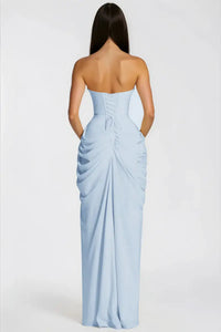 Riveno Strapless Draped High-Slit Maxi Dress