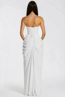 Riveno Strapless Draped High-Slit Maxi Dress