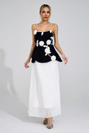 Kaevric Black White Floral Maxi Dress
