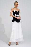 Kaevric Black White Floral Maxi Dress