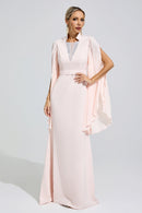Furaira Apricot Rhinestone Embellished Maxi Dress