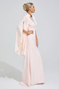 Furaira Apricot Rhinestone Embellished Maxi Dress