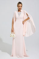 Furaira Apricot Rhinestone Embellished Maxi Dress