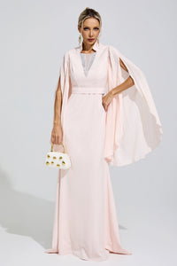 Furaira Apricot Rhinestone Embellished Maxi Dress