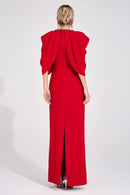 Lervion Red Bat Sleeve Maxi Dress