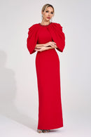 Lervion Red Bat Sleeve Maxi Dress