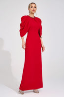 Lervion Red Bat Sleeve Maxi Dress