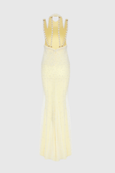 Delyvar Pearl Embellished Cutout Maxi Dress