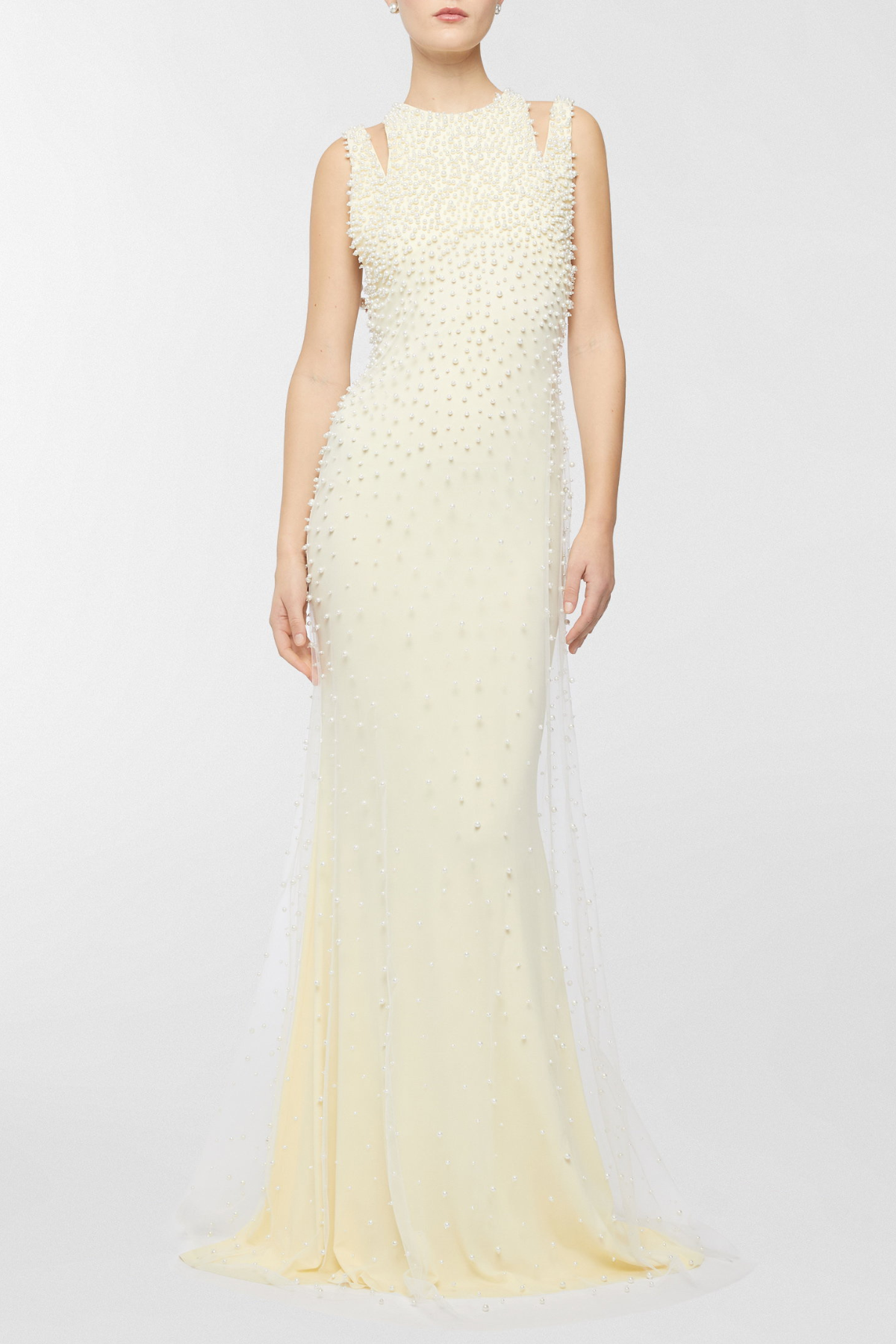 Delyvar Pearl Embellished Cutout Maxi Dress