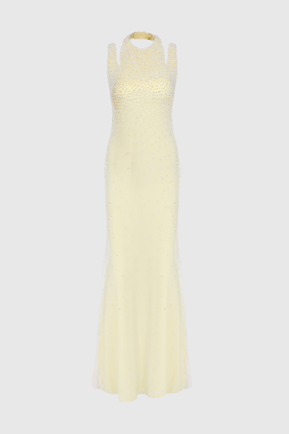 Delyvar Pearl Embellished Cutout Maxi Dress