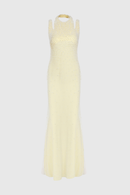 Delyvar Pearl Embellished Cutout Maxi Dress
