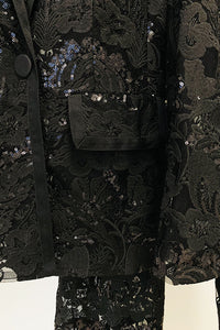 Benita Sequin-embroidered Blazer Flared Pants Set