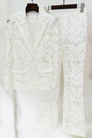 Benita Sequin-embroidered Blazer Flared Pants Set