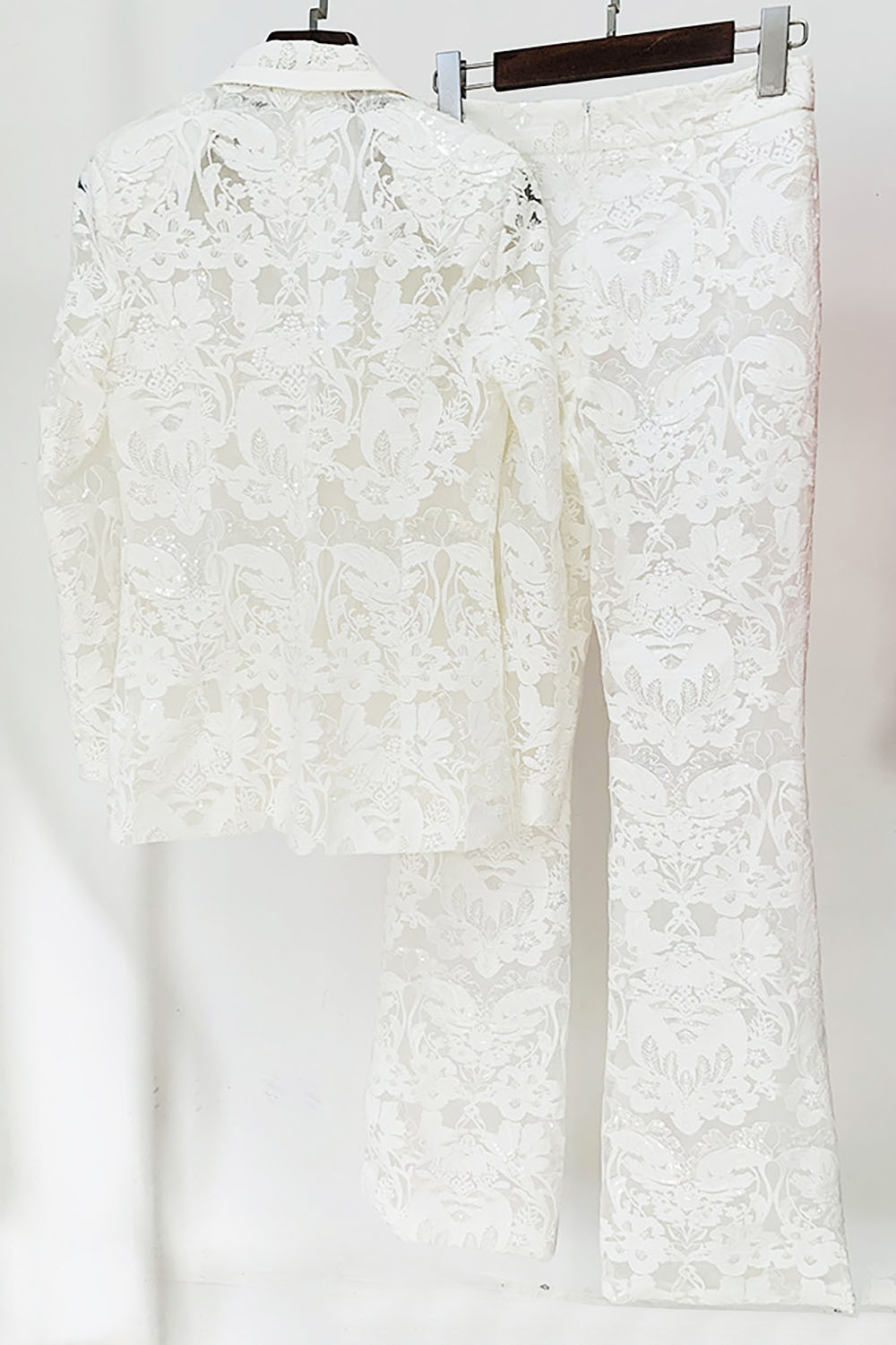 Benita Sequin-embroidered Blazer Flared Pants Set