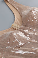 Xelvra Sequin Petal Mini Dress In Gold White