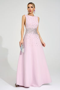 Varnelis Light Pink Diamond Maxi Dress