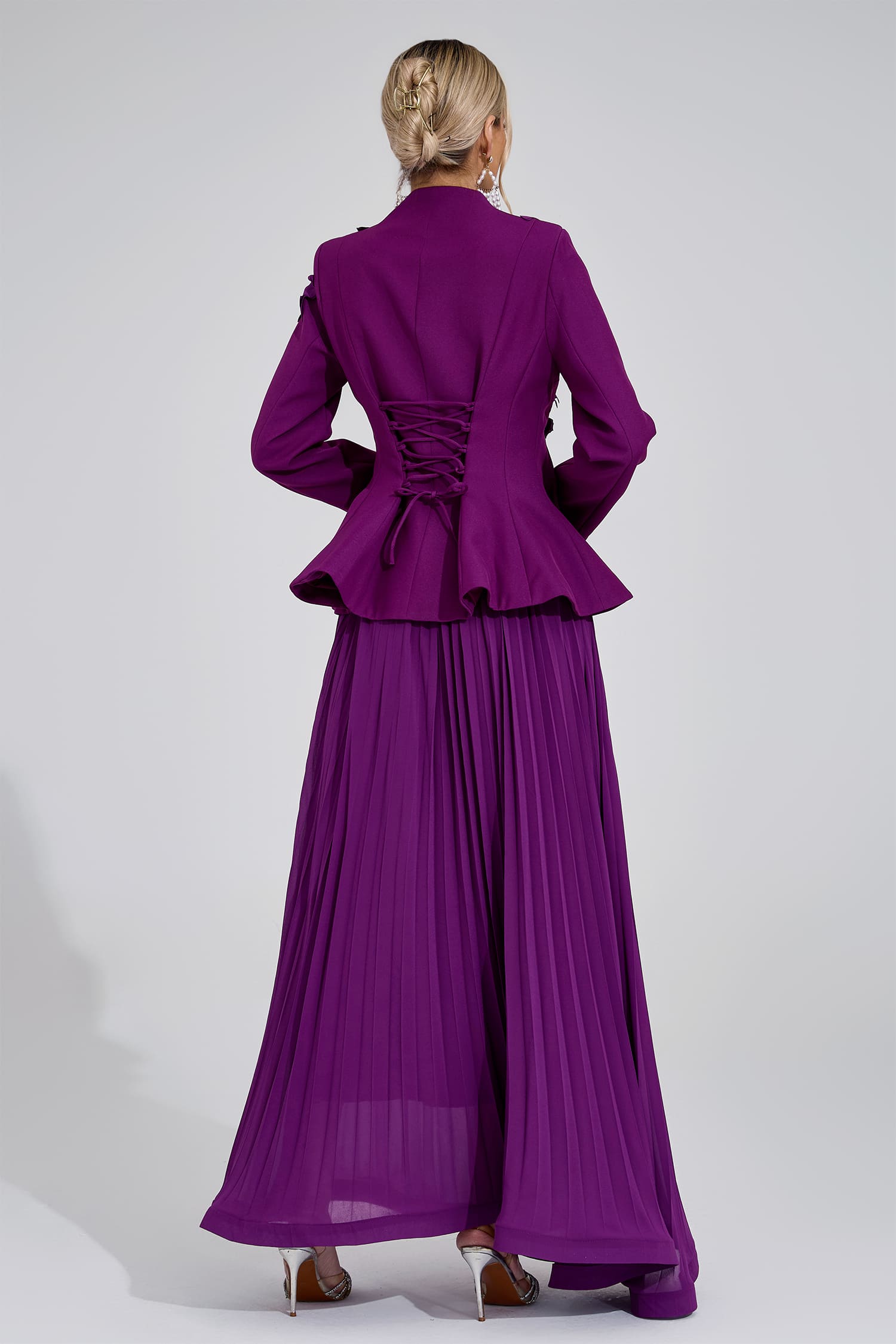 Kaelric Purple Pleated Set