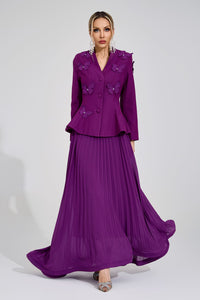 Kaelric Purple Pleated Set