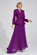 Kaelric Purple Pleated Set