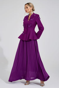 Kaelric Purple Pleated Set