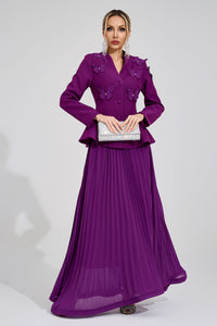 Kaelric Purple Pleated Set