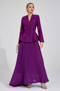 Kaelric Purple Pleated Set