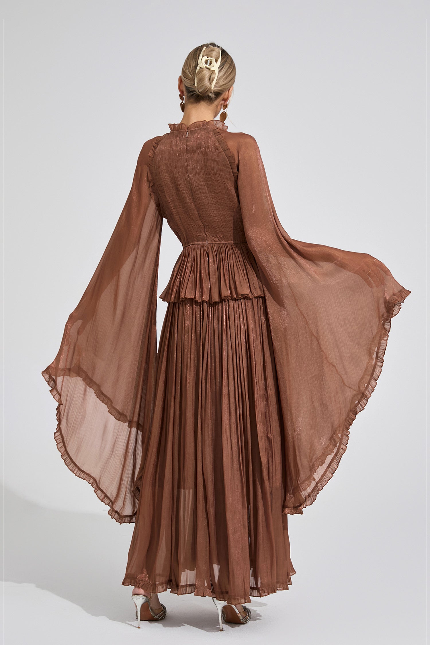 Saelthorn Brown Flounce Maxi Dress