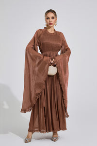 Saelthorn Brown Flounce Maxi Dress