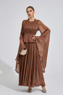 Saelthorn Brown Flounce Maxi Dress