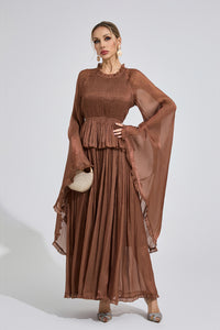 Saelthorn Brown Flounce Maxi Dress