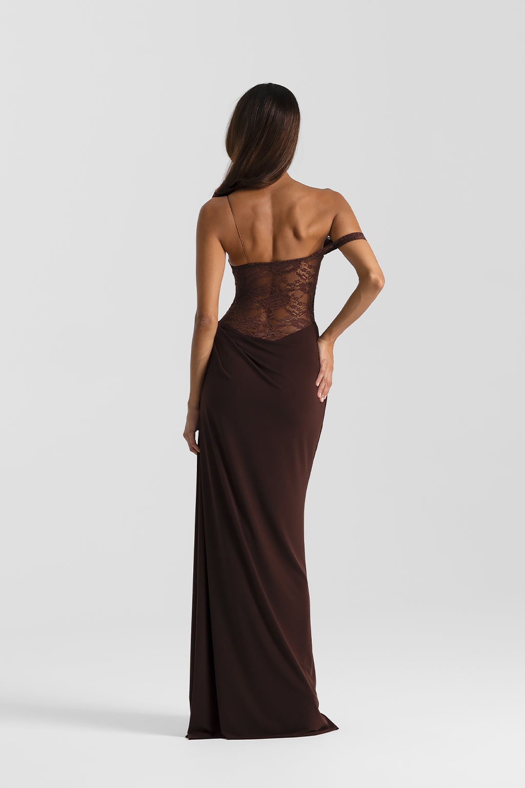 Merion Lace Asymmetric Maxi Dress