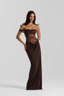 Merion Lace Asymmetric Maxi Dress