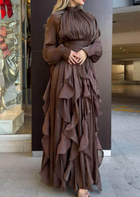 Yaven Round Neck Wave Maxi Dress