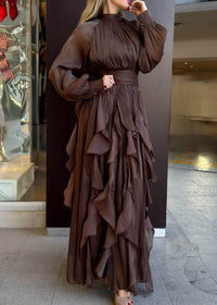 Yaven Round Neck Wave Maxi Dress