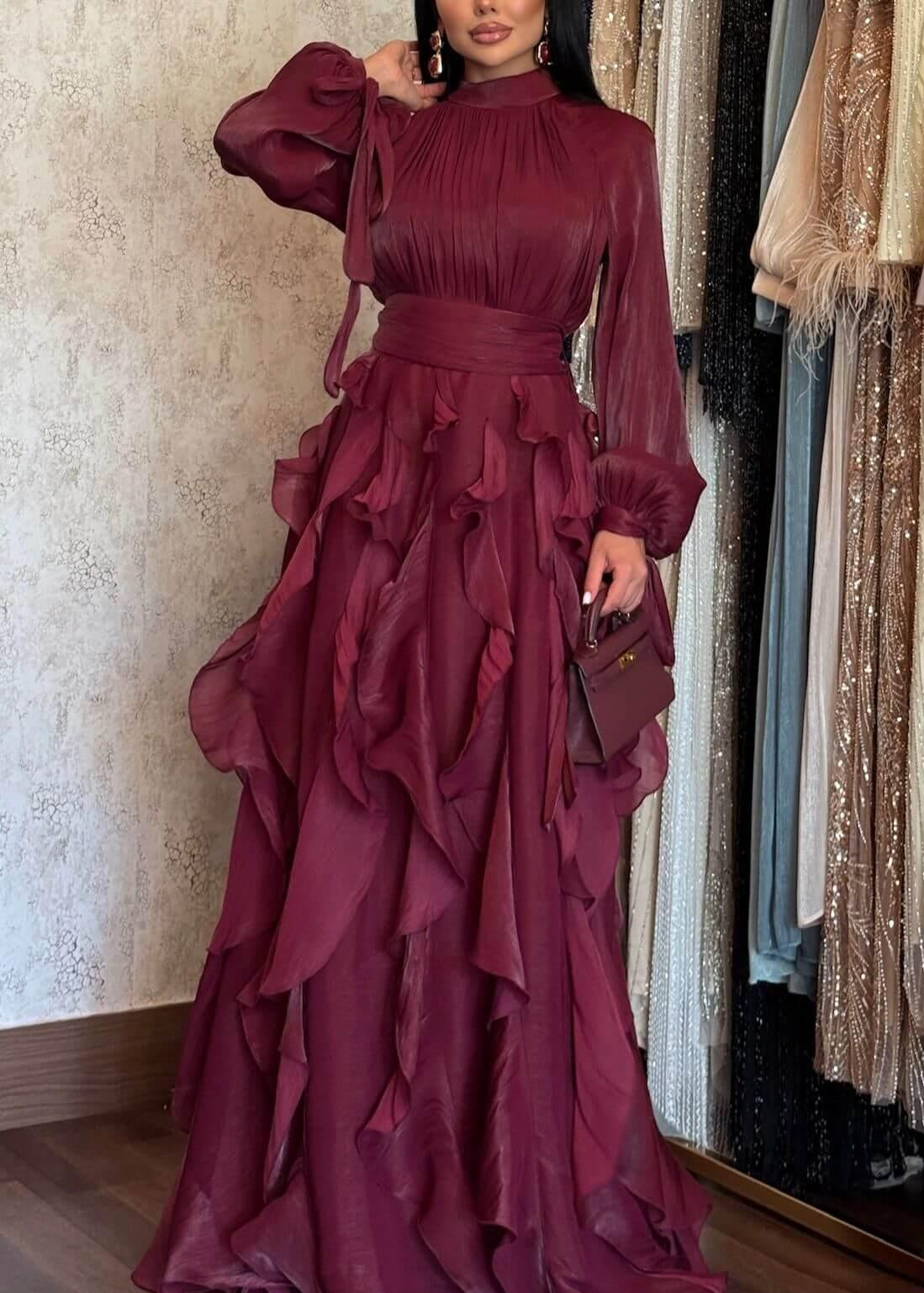 Yaven Round Neck Wave Maxi Dress