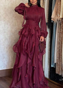 Yaven Round Neck Wave Maxi Dress