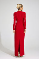 Orlithen Red Diamond Maxi Dress
