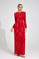 Orlithen Red Diamond Maxi Dress