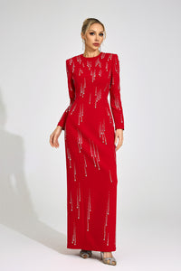 Orlithen Red Diamond Maxi Dress