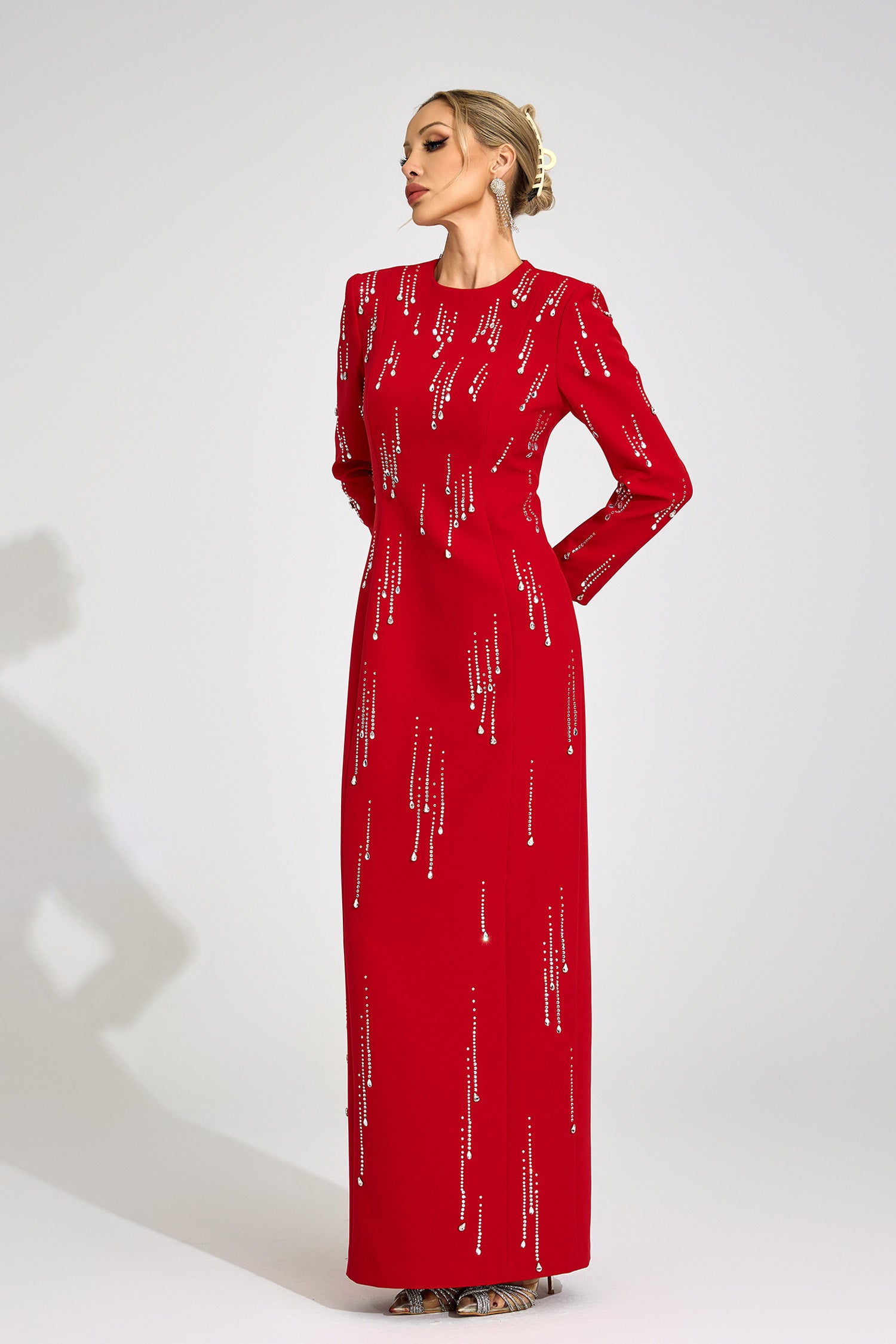 Orlithen Red Diamond Maxi Dress