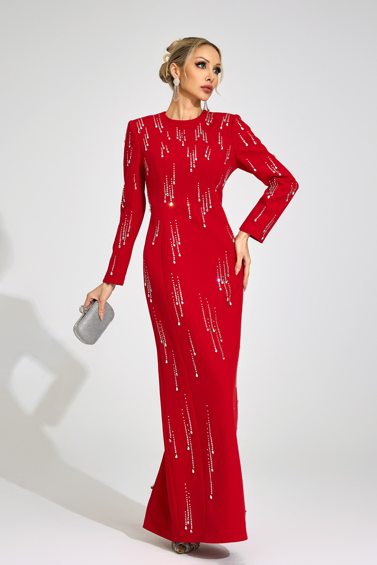 Orlithen Red Diamond Maxi Dress