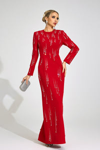 Orlithen Red Diamond Maxi Dress