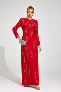 Orlithen Red Diamond Maxi Dress