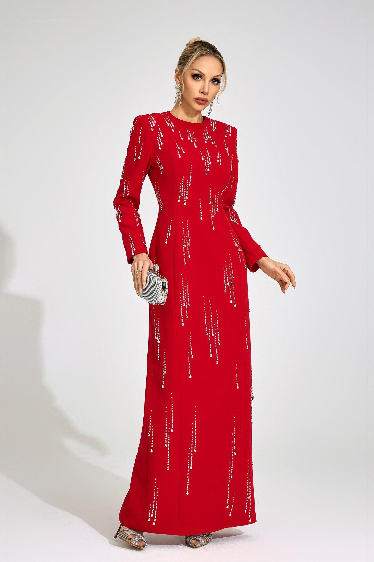 Orlithen Red Diamond Maxi Dress