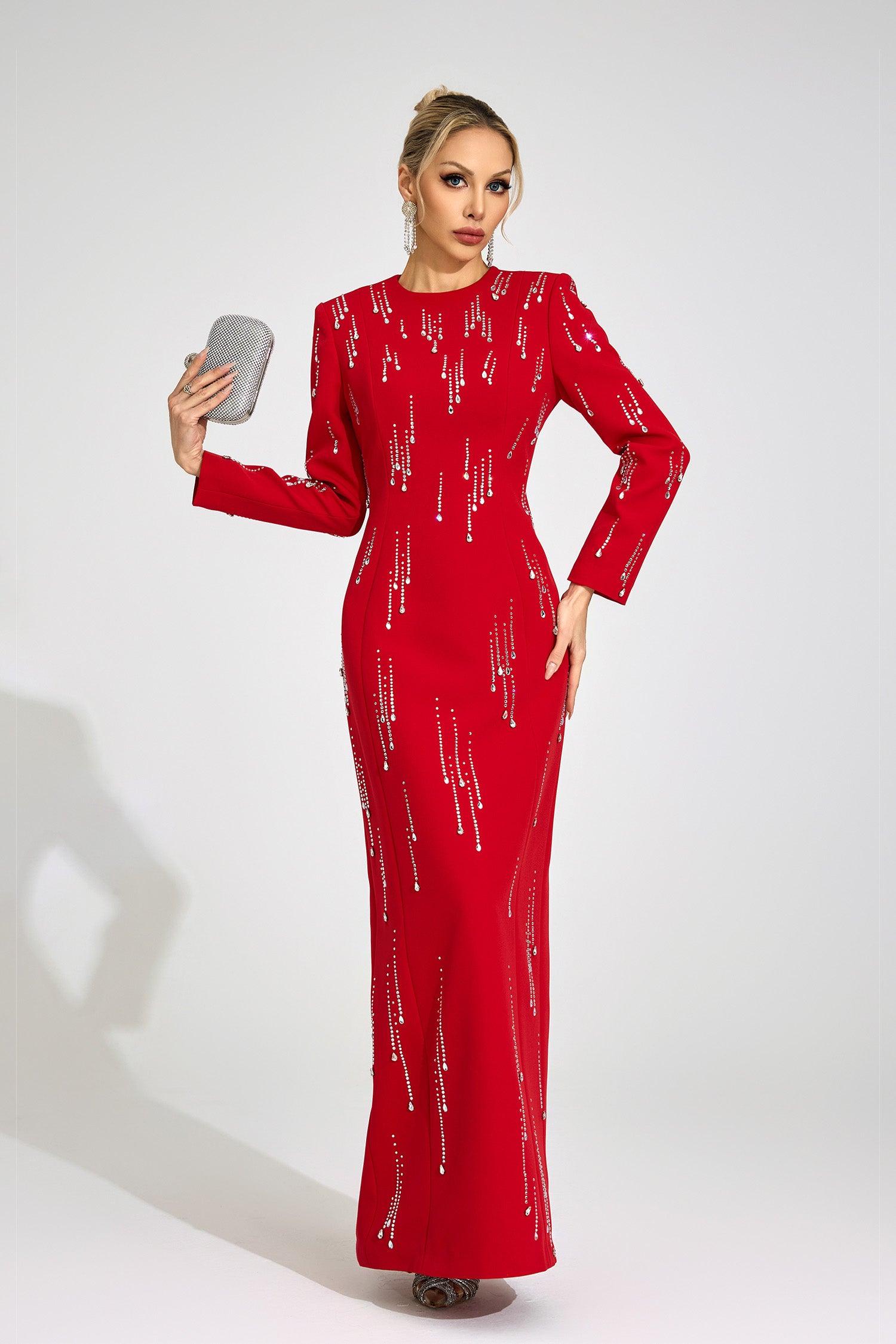 Orlithen Red Diamond Maxi Dress