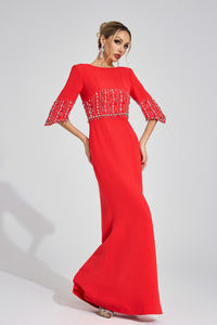 Czelaw Red Diamond Maxi Dress